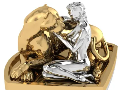 Girl and Panther ring inspired by Magerit  3D print model