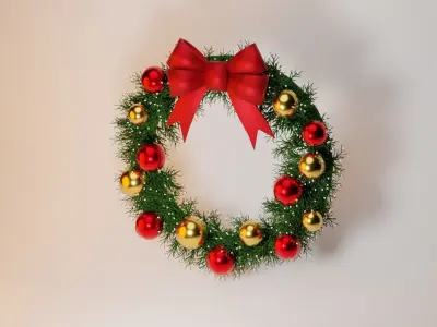 Christmas Wreath Low-poly 3D model purchase
