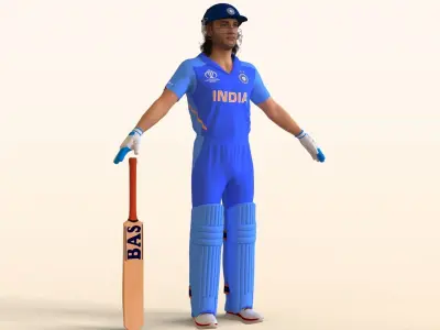 Cricket Batsman Dhoni 3D model