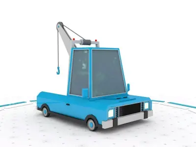 Crane - Low poly cartoon car 3D model