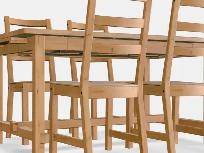 NORDVIKEN - NORDVIKEN table and 4 chairs 1 Low-poly 3D model