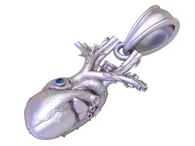 Luxury Anatomical Heart Pendant 3D Printable Art Jewelry 3D print model