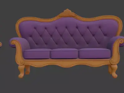 Cartoon sofa set 3D model get