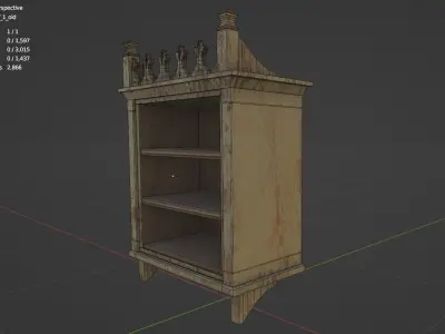 Cabinet wooden bookcase Low-poly 3D model
