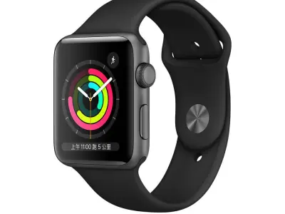Dark Black Apple Watch Series 3 3D Model 3D print model