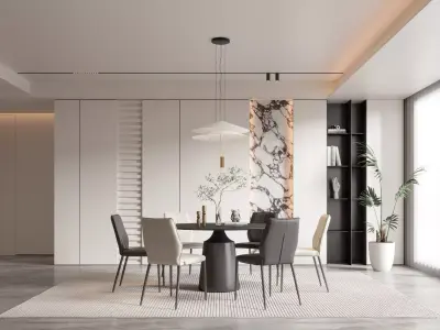 Modern Minimalist Dining Room Marble Accent Pendant Light 3D model
