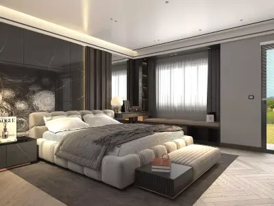 Modern Bedroom Scene 24 3D model