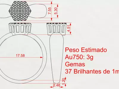 Hexagonal Cluster Ring 3D print model