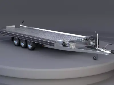 Three-axle Car Trailer 3D model