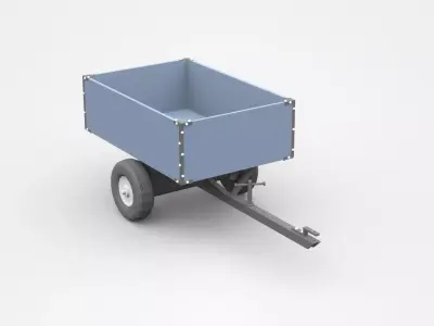 Industrial Trailer On Wheels 3D model