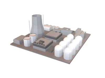 Low Poly Nuclear Power Plant v1 001 Low-poly 3D model