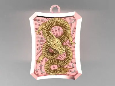 Luxury 3D Dragon Rectangular Pendant  31 3D print model