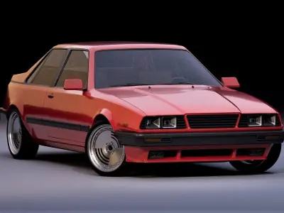 80s generic 2 door car Low-poly 3D model