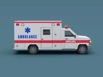 Stylized City Ambulance truck  Low-poly 3D model