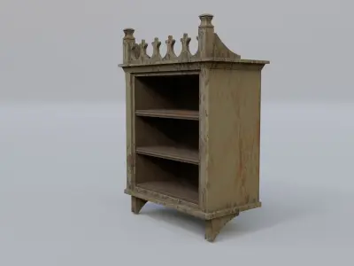 Cabinet wooden bookcase Low-poly 3D model