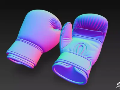 Red Boxing Gloves Low-poly 3D model