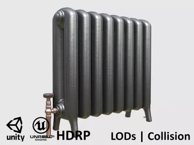 Game-ready iron radiator - Unity - HDRP - UE4 Low-poly 3D model