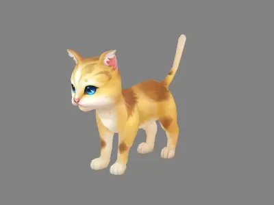 Cartoon Orange Cat  - Yellow Cat Low-poly 3D model