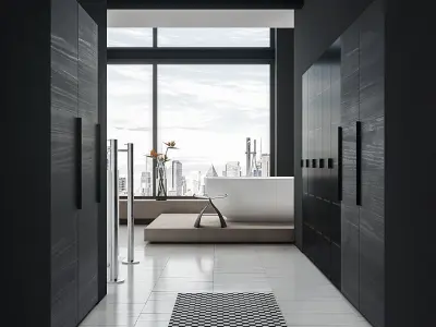 Bathroom 2 PBR modern with walls and marble floors 3D model