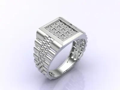 Print Ready STL 3DM  Gents Rings Diamond Men Ring  3D print model 225