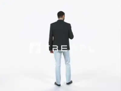 Portrait 03D Drinking Coffee Casual Man Low-poly 3D model