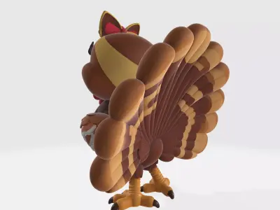 Cute 3D Turkey Model with Bow Adorable Thanksgiving 3D print model