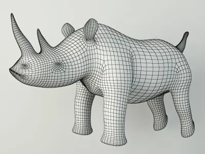 Carved Wood Rhino 3D model