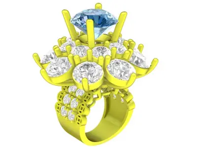 Luxury Floral Cluster Diamond Ring 3D Model for Women 4334 3D print model