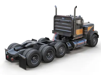 Kenworth W900A Day Cab Heavy Haul Spec Tractor  Low-poly 3D model