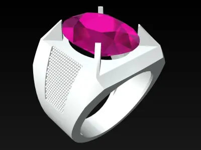 Oval stone ring - Mens Rings - N763 3D print model