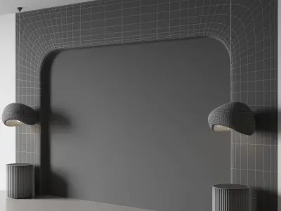 Headboard 5 stone wall with lamp 3D model