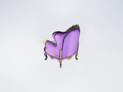 Low Poly Royal Armchair- Elegant Throne-Style Luxury Chair 3D model