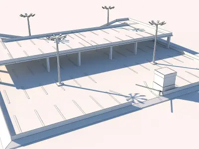 Two-Storey City Parking Lot Low-poly 3D model