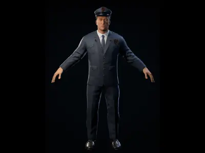 Police Character  NPC Rigged Low-poly 3D model