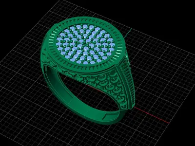 Print Ready STL 3DM  Gents Rings Diamond Men Ring  3D print model 152
