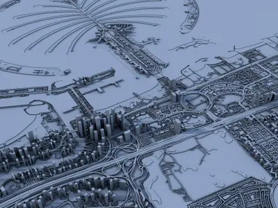 Palm Jumeirah Dubai United Arab Emirates 3D print model