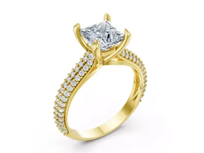 Luxury Pave Diamond Engagement Ring CAD Design 3DM File 3D print model