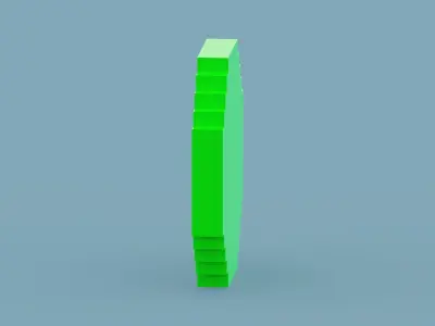 Voxel Green Clock Low-poly 3D model