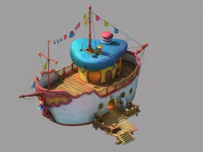 Game Cartoon - Donald Duck Cottage 01 3D model