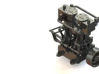 Twin cylinder steam engine 3D model