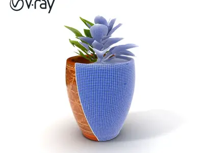 Decorative Plant in Ornate Pot Model Pack Low-poly 3D model