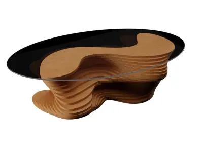 Parametric Wavy Wooden Furniture 01 - Coffee Table 3D model