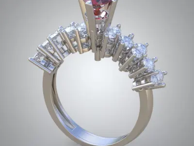 Diamond ring 0446 3D printable model  Free 3D print model