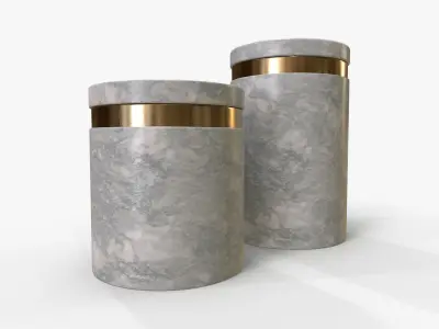 Canister Marble Set Low-poly 3D model