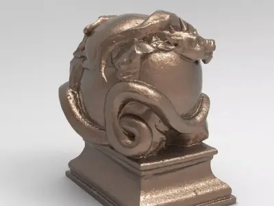Serpent around Globe statue 3D model