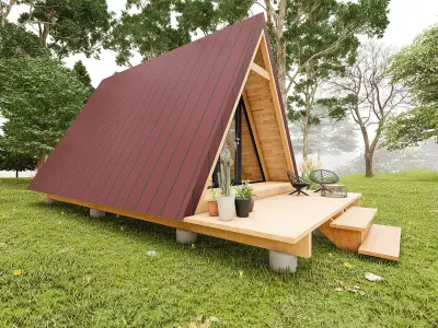  Modern A-Frame cabin 3D model 3D model