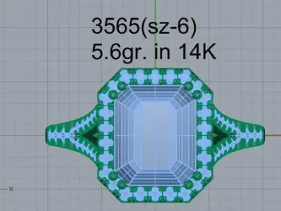 Emerald Halo Split Shank Ring 3565 3D print model