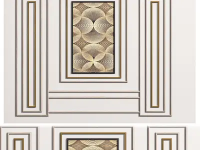 Panel door with gold and panels 3D model
