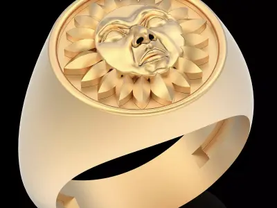Sun Man Ring gold printable jewelry 3D print model