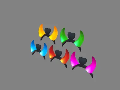 Demon horn luminous hair hoops - head decorations Low-poly 3D model